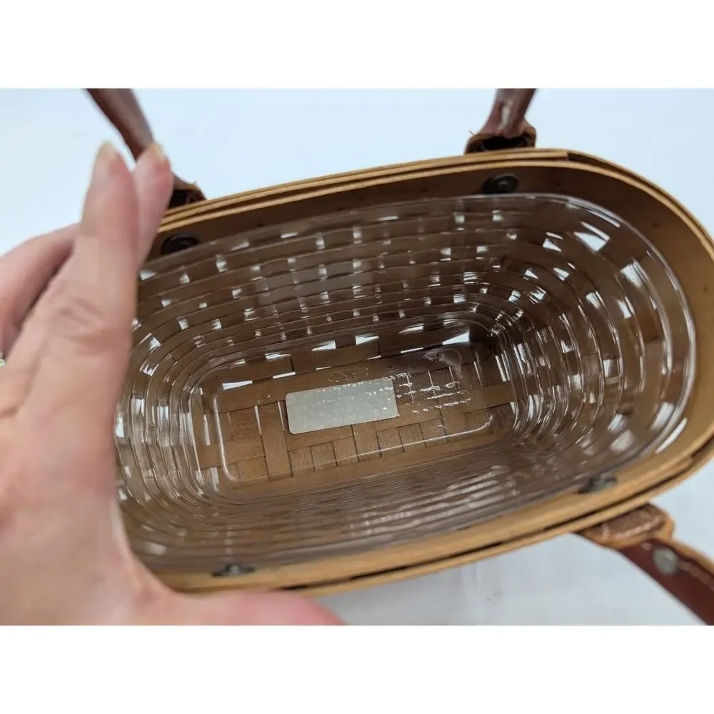 Longaberger Small Boardwalk Basket Purse Signed 2003 AM With Plastic Protector
